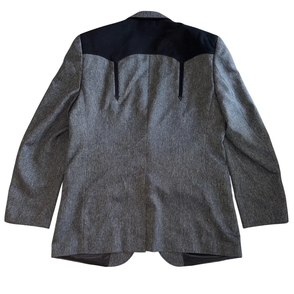 Circle S Mens Western Cowboy Blazer Grey Black  Sport Coat 44L Arrow Detail